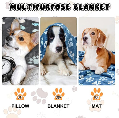 Rezutan 1 Pack 3 Blankets for Dogs, Dog Blanket for Large & Medium Pet Cat, Premium Soft Fluffy Suitable for Dog Kennels & Beds, Sofas, Gifts Puppy Essentials, 41x31inch, Gray/Blue/Beige