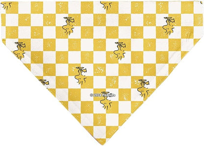 Peanuts Pet Bandana Peanuts Woodstock Pose Checker Yellow White Slip On Collar Bandana Only