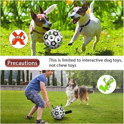 Dog Toys Soccer Ball with Straps, Interactive Toys for Tug of War, Puppy Birthday Gifts, Dog Tug Water Toy, Durable Dog Balls for Medium & Large Dogs（5 Inch