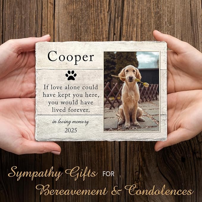 Personalized Memorial Headstone Marker: Honor Your Cat or Dog, Simple Lasting Memory Gifts for Pet Lovers, Condolences Gift for Loss, Custom Heartfelt Quote, Home or Garden Decor