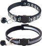 2 Pack Breakaway Cat Collars with Bells, Reflective Design and Claw Print Design, Safety Buckle, Adjustable 7.5-12.5 Inches for Kittens & Cats (Black)