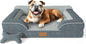 Dog Beds for Large Dogs, Orthopedic Dog Bed with Cooling Gel Memory Foam, Waterproof Large Pet Bed with Removable Washable Cover, 36" Pet Sofa Couch Dutch Velvet with Bone Toy, Dark Gray