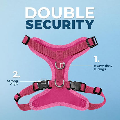 Voyager Step-in Pet Harness - All Weather Mesh, Adjustable Step in Harness for Cats and Dogs by Best Pet Supplies - Fuchsia, L