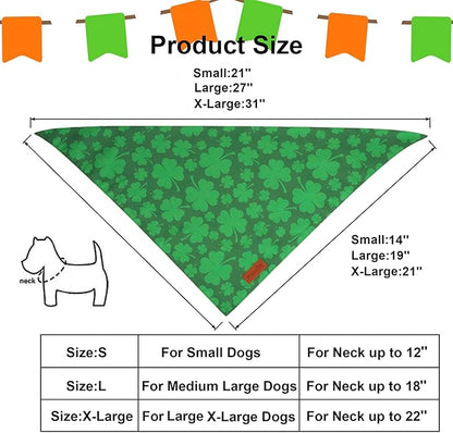 PTDECOR St. Patrick's Day Dog Bandana, Reversible Dog Scarf, Multi Size Offered, Green Shamrock Pet Bandanas for Small Dogs Pets (St. Patrick's Day, Small)