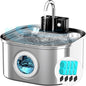Wireless Cat Water Fountain Stainless Steel with 4 Filters & 4 Sponges, 3.2L/108oz Battery Operated Pet Fountain, Cordless Pet Water Dispenser for Cats and Dogs