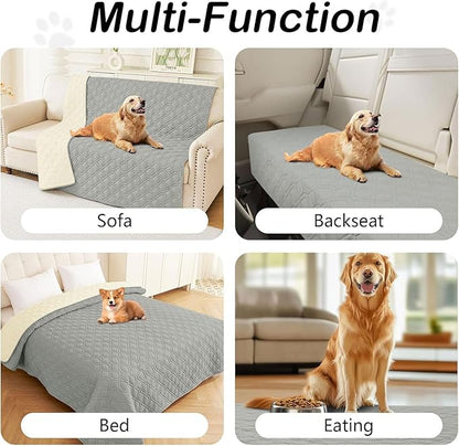 hyha Waterproof Dog Bed Blanket, Soft Pet Blankets, Waterproof Couch Cover for Dogs, Reversible Sofa Covers Washable for Furniture (40x80 Inch, Grey/Beige)