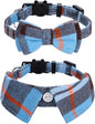 Faleela 2 Pack/Set Cat Collar with Cute Bow Tie and Bell,Breakaway Plaid Shirt Collar for Kitty Adjustable Safety