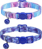 SOLMOONY Cute Cat Collar for Girl Boy,Colorful Breakaway Cat Collars with Bell 2 Pack，Adjustable Printed Nylon with Safety Buckles Kitten Collar (Starry Sky)
