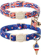 Lionet Paws 2pcs Pack 4th of July Cat Collar,Summer Cat Collars with Popsicle and USA Pattern,Cute Adjustable Cat Collar for Girl Boy Cats