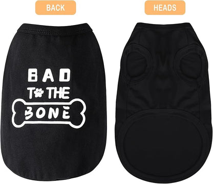 Discover Cozy Cotton Canine Wear: Soft, Lightweight, and Breathable Dog Shirt Vest with Eye-Catching Graphics(Bad to The Bone), Keeping Your Furry Friend Warm and Comfy! Black 3XL