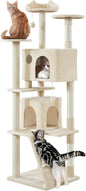 Yaheetech XL Cat Tree, 80in Multi-Level Cat Tower w/Scratching Posts, Double Condo, Perched Platforms and Dangling Balls, Pet Stand House for Kittens, Beige
