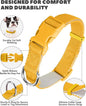 Dynmeow Soft and Breathable Cotton Dog Collar, Durable Adjustable Heavy-Duty Pet Collar with Quick-Release Buckle, Lightweight for Sensitive Skin for Large Dogs, Yellow, L