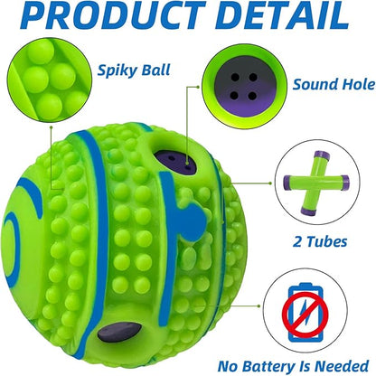 Spiky Interactive Dog Toys Ball, Shaking with Gibbering Sound, for Training, Teeth Cleaning & Herding, Straight, M, 3.46 in (8.8 cm)