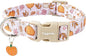 Faygarsle Fall Pumpkin and Leaves Pattern Dog Collar with Charm, Adjustable Pet Neckwear, Pink and Orange for Small Medium Large Dogs L