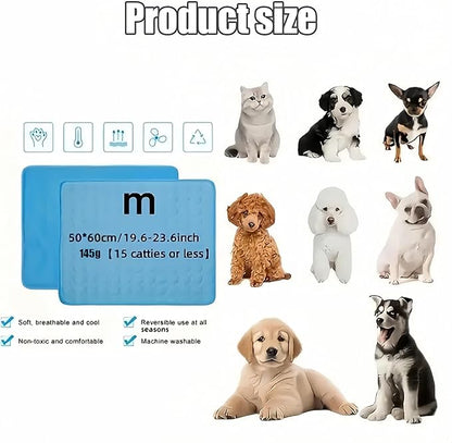 Upgraded Dog Cooling Mat, Pet Cooling Mats, Washable & Portable Pet Soft Pad, Foldable & Non-Slip Dog mats, Indoor Outdoor Uses in Kennel, Bed, Sofa or Car(Blue, M: 62×50 cm | 24×20 inch)