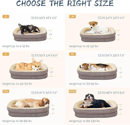 Orthopedic Dog Bed for Medium Dogs Breeds, High Density Egg Crate Foam Dog Sofa Beds,Oval Kennel Bed, Pet Couch Bed with Four Sided Bolster, Removable Washable Cover& Non-Slip Bottom