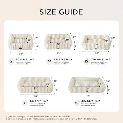 Bedsure ComfyFleece™ Cute Dog Beds Large Sized Dog - Washable Furry Pet Beds, Rectangle Orthopedic Corduroy Fleece Puppy Beds with Removable Zipper Cover, 25x21x7 inches,Night Blue