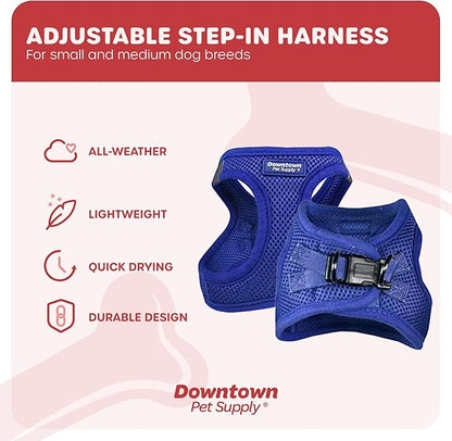 Downtown Pet Supply Step in Dog Harness for Teacup Dogs & Cats No Pull, XX-Small, Blue - Adjustable Harness with Padded Mesh Fabric and Reflective Trim - Buckle Strap Harness for Dogs
