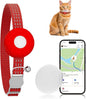 GPS Tracker for Cats, Compatible with Apple Find My App (Only iOS), No Monthly Fee Cat Tracker, Waterproof (White Tracker, Red Cat Collar)