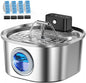Voluas Cat Water Fountain Stainless Steel: 108oz/3.2L Wireless Cat Fountain Battery Operated for Drinking Indoor, Cordless Automatic Pet Water Dispenser Bowl with Water Level Window, BPA-Free