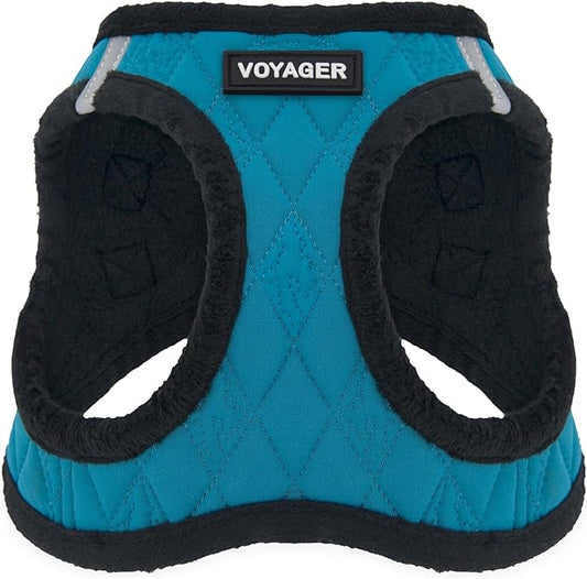Best Pet Supplies - All Weather Plush, Reflective, No Pull Harness for Small, Medium Dogs, Cats - Secure with Hook & Loop Fastener, Buckle, Double D-Rings - Turquoise Plush, XS