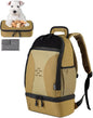 DBTAC Tactical Pet Backpack for Small Dogs & Cats - Compact Travel Bag with Insulated Pocket & 1x Detachable Food Container Included | Outdoor Hiking, Road Trip, Airplane Approved (Brown)