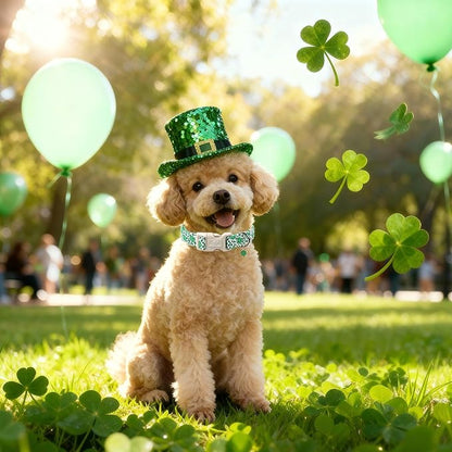 St Patricks Day Dog Collar for Giant Large Dogs - Leopard Lucky Clover Dog Collars, Lightweight Adjustable Irish Green Festival Shamrock Dogs Collars with Quick Release Buckle XL