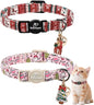 2 Pack Christmas Cat Collars - Breakaway Cat Collar with Bell, Christmas Tree and Reindeer Pendant, Winter Adjustable Kitten Collars for Girl Boy Cats, Pink Santa &Fair Isle