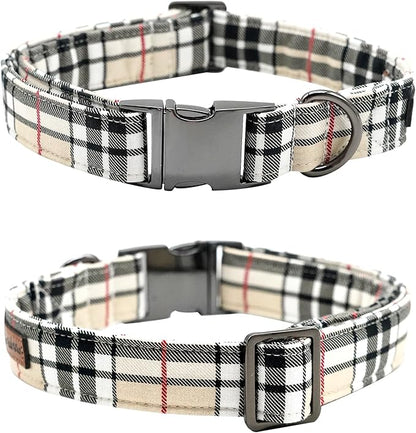 Bow Dog Collar-Plaid Pet Collar Cute Pet Bow Soft Girl or Boy Dog Collars with Metal Buckle Adjustable Collars for Medium Dogs