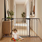 Cumbor 36.6-59" Extra Wide Baby Gate for Stairs, Pressure Mounted Dog Gate for Doorways, Auto-Close Easy Walk Through Safety Child Gate for Kids Toddler, Tall Pet Gates Indoor, Brown