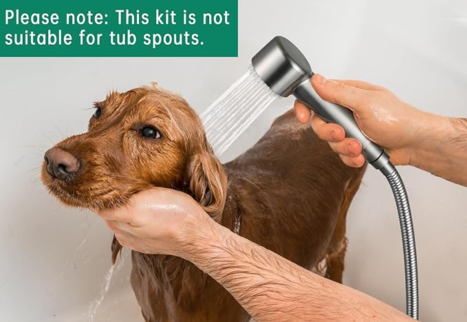 3 Mode Dog Shower Attachment, High Pressure Handheld Sprayer with ON/OFF Switch, Metal Shower Diverter, 159 Inches Stainless Steel Hose, No Drill Hook, for Indoor and Outdoor Pet Bathing and Washing