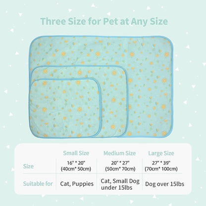 NWK Pack of 4 Pet Cooling Mat - Ice Silk Cooling Mat for Dogs & Cats Portable & Washable Pet Cooling Blanket, Car Seats, Beds for Summer (4pcs, Green Fruit, 27’’ X 20’’ X 0.3)