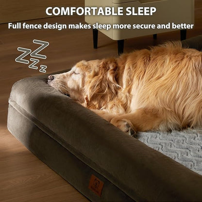 WNPETHOME Giant Dog Bed, Washable Dog Couch with Removable Waterproof Cover, Orthopedic Large Pet Sofa Bed with Bolster Sides for Sleeping