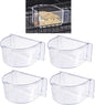 Lot of 4 Bird Cage Clear Plastic Seed Water Feeder Cups