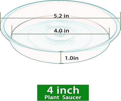 6 Pack Plastic Plant Saucer Planter Water Drip Tray, 4 5 6 7 8 9 10 11 12 inch, Heavy Sturdy Tray for Indoors Outdoor Plants, Flower Pot Saucers for Pots Base (4", Blue)