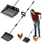 Chicken Poop Scooper and Rake, 2-in-1 Metal Sand Sifting Shovel with 24-68 Inch Adjustable Stainless Steel Handle, Cleaning Tools for Outdoor Chicken Coops, Farm Animals House