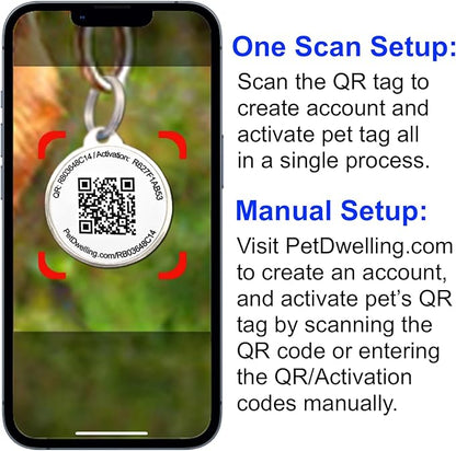Pet Dwelling QR Code Pet ID Tag – Smart Dog & Cat ID Tags for Pet Safety, Free Personalized Online Profile, Instant Scan Alerts, AI Insights (Red Heart)