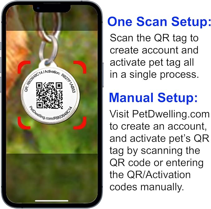 Pet Dwelling QR Code Pet ID Tag – Smart Dog & Cat ID Tags for Pet Safety, Free Personalized Online Profile, Instant Scan Alerts, AI Insights (Summer Blue Paw)