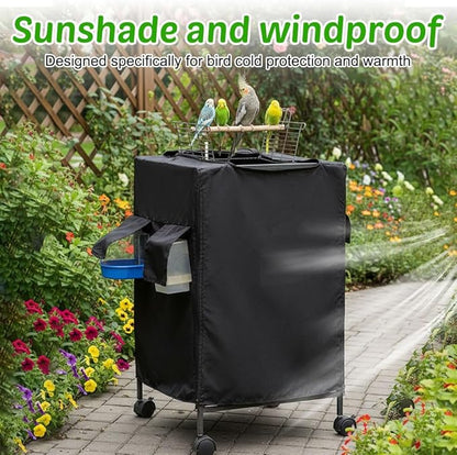 DONGKER Birdcage Cover,Breathable Waterproof Windproof Parrot Cage Cover Shade with Zipper Panel for Parakeet Macaw Lovebird Without Cage(30.3"x18"x18")