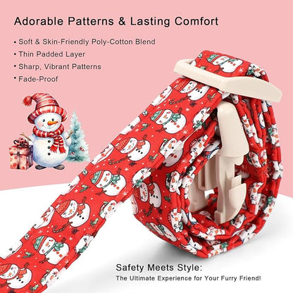 Christmas Dog Collar - Cute Red Snowman Christmas Puppy Collar with Safety Buckle, Soft Adjustable Holiday Dog Collars for Small Medium Large Dogs S