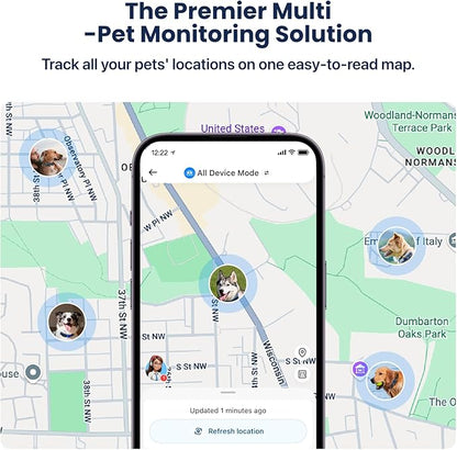 AI GPS Tracker for Dogs (40lbs+), Real Time Location and AI Vet Health Management, Electronic Fence, Waterproof, iOS and Android Universal（Black）