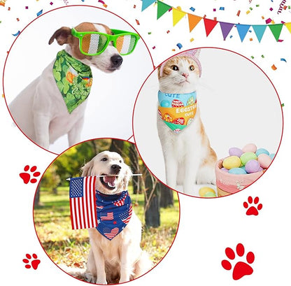 Weewooday 9 Pcs Holiday Dog Bandanas St' Patrick's Day Easter Bandanas Birthday Scarf Adjustable Large Pet Washable Scarves for Large Dog Supply(Classic Pattern)