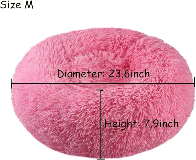 BODISEINT Modern Soft Plush Round Pet Bed for Cats or Small Dogs, Mini Medium Sized Dog Cat Bed Self Warming Autumn Winter Indoor Snooze Sleeping Cozy Kitty Teddy Kennel (24'' D x 8'' H, Hot Pink)