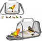 Portable Small Bird Travel Cage Carrier, A Convenient Go Out Solution for Various Birds and Lizard, Featuring a Standing Perch and Comfortable Mat (with Tray).