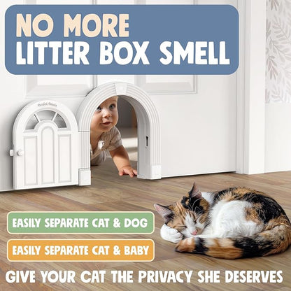 Purrfect Portal Meow Manor® XL Interior Cat Door, No-Flap Pet Door for Interior Doors, Easy DIY Installation, Cat Door for Cats up to 30 lbs, Off-White