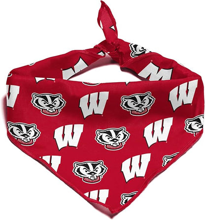 Wisconsin Badgers Officially Licensed Bandana for Dogs and Cats | Fits Pets Great Gift Idea | Easy-to-Tie (Large, 28")