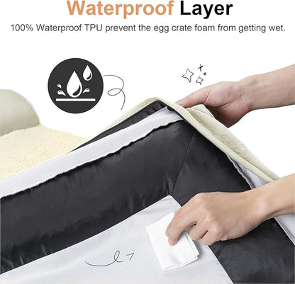 Large Dog Bed Orthopedic Washable: Beds Bolster XL Bed Medium Large Dogs Egg Crate Foam Couch Sofa Waterproof with Removable Cover - Beige