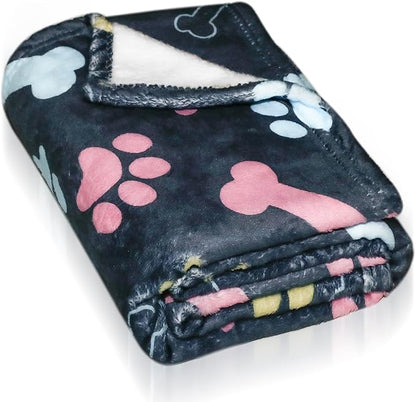 Dog Blankets for Large Dogs, 80"x60" Blanket Washable, Fuzzy Soft Pet Mat Throw Cover for Kennel Crate Bed, Cute Paw Pattern, Cat Blanket, Gifts Medium Small Pet Essentials, Navy Blue
