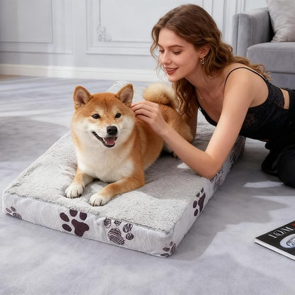 Waterproof Orthopedic Dog Bed for Large Medium Sized Dogs 35x22 Inch - Egg Crate Foam Pet Crate Bed with Removable Washable Cover, Plush Top Anti-Slip Bed Mat, Chocolate