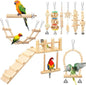 10 Pcs Bird Toys for Parakeets Cage Accessories Parrot Swing Toys and Wooden Perches Platform with Climbing Ladder for Chewing Standing Hanging Swinging Training Budgerigar Conure Cockatiel Finches
